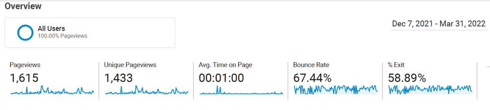 Google Analytics screenshot 2022