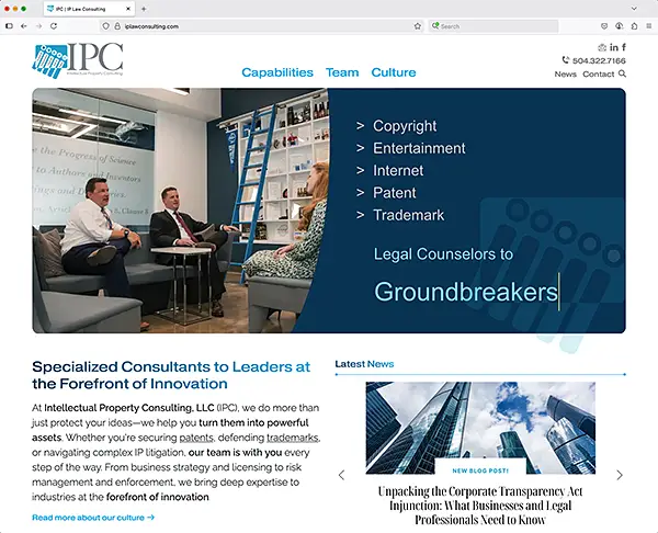 Screen shot of IPC website home page screenshot