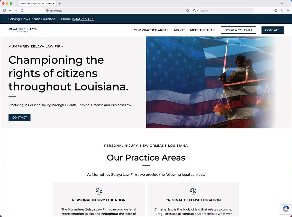 Mumphrey Law Firm website screen shot